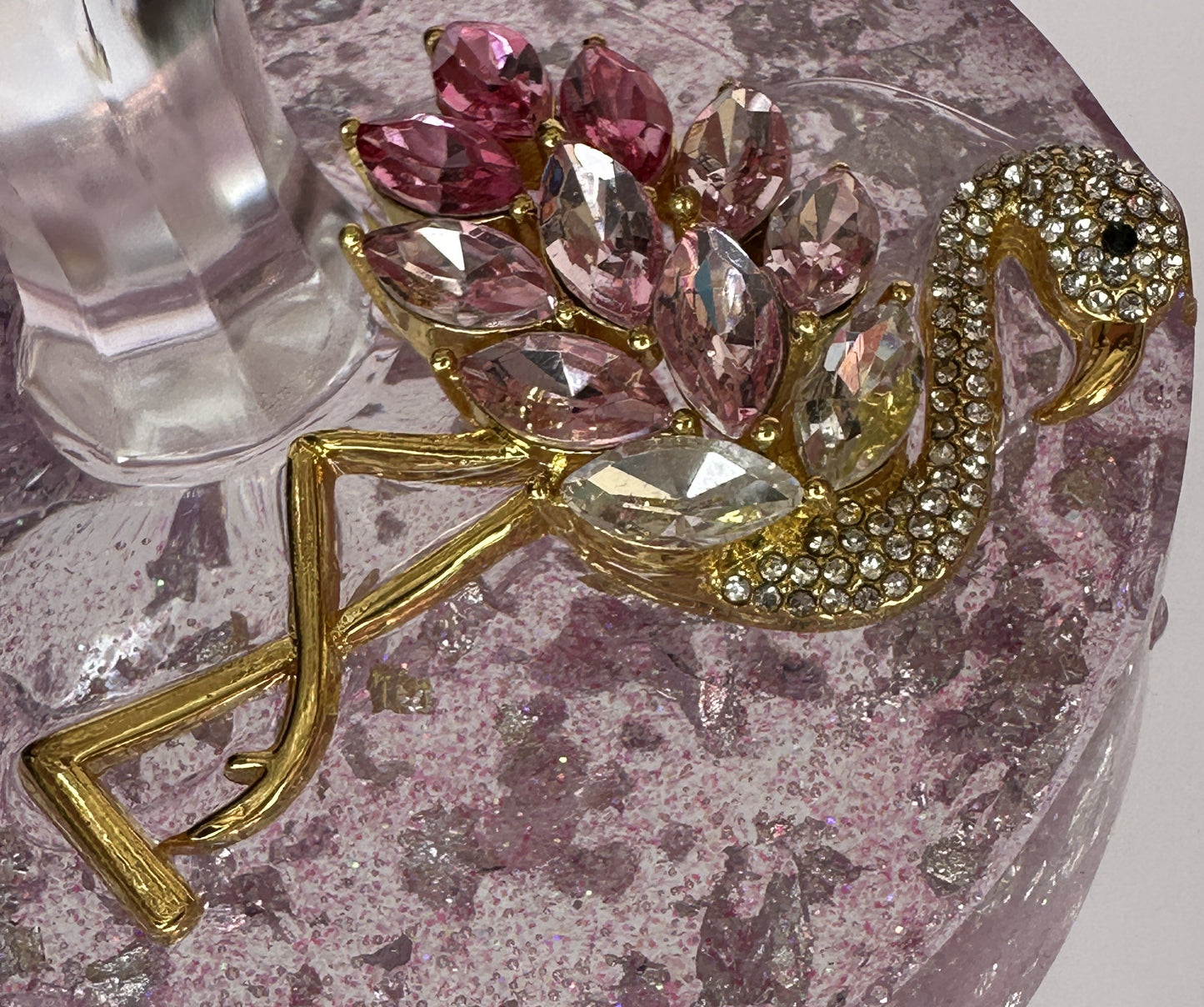 0023 Water glass rhinestone flamingo in silver