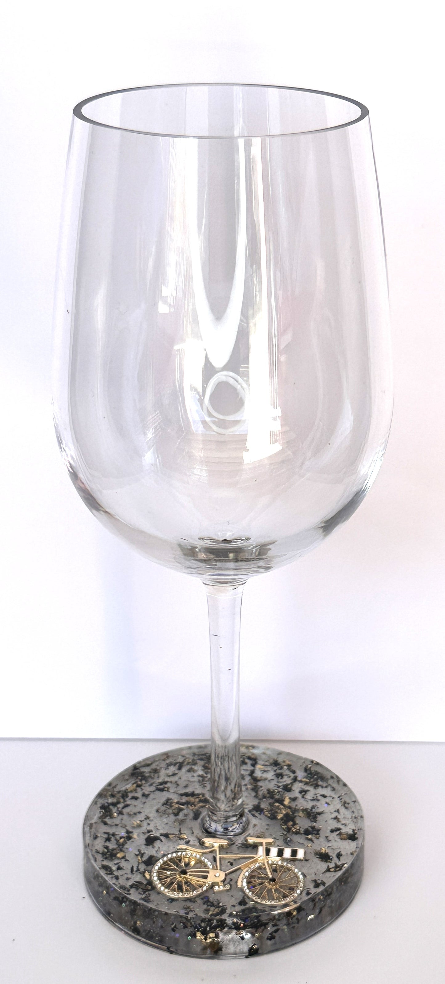 0051 Wine glass rhinestone bicycle in black/gold