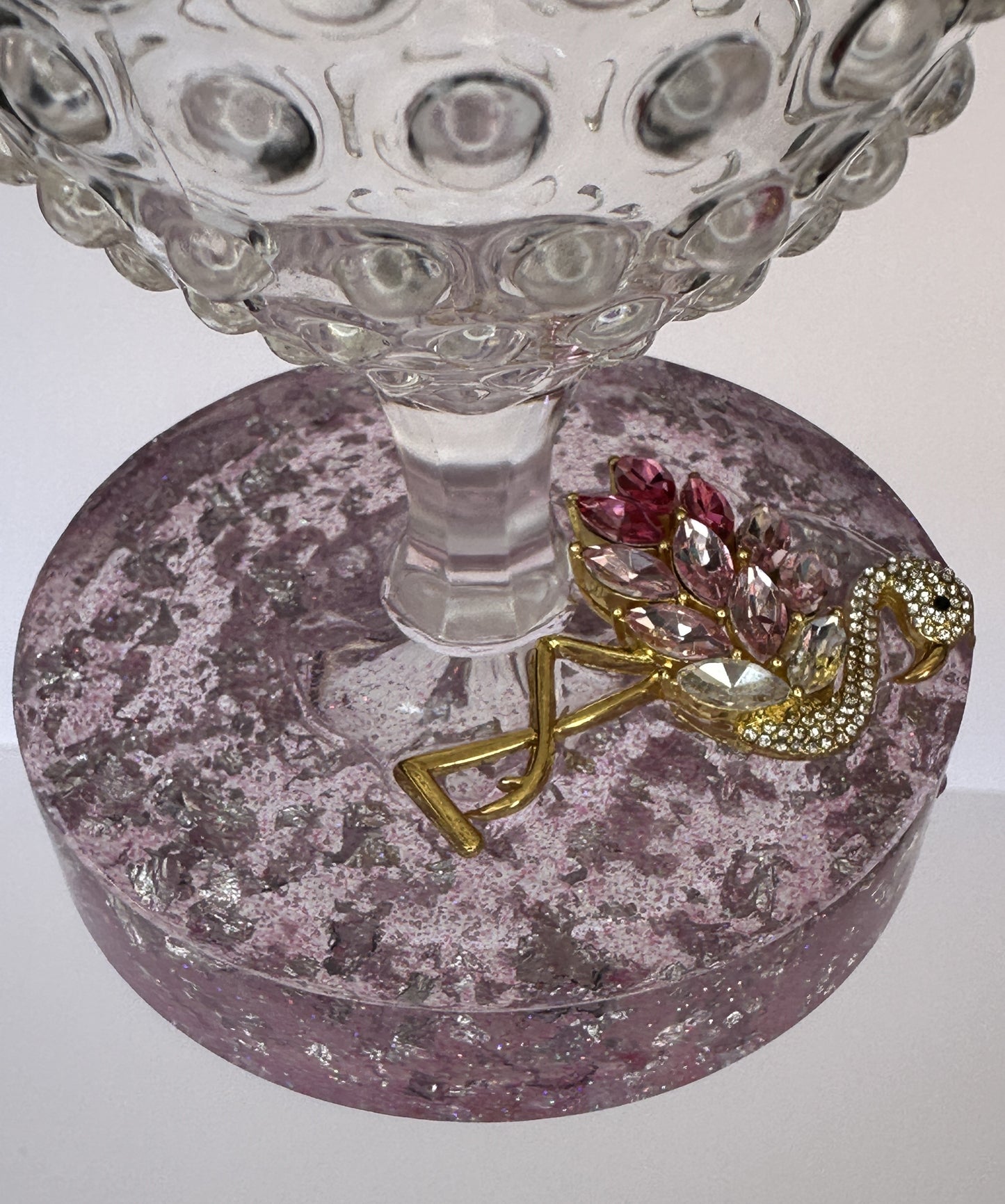 0023 Water glass rhinestone flamingo in silver