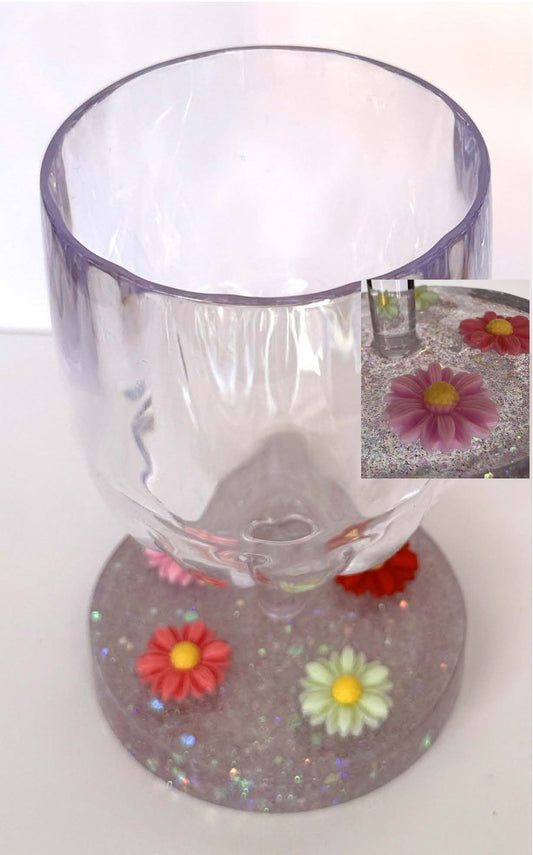 0025 Water glass colorful flowers