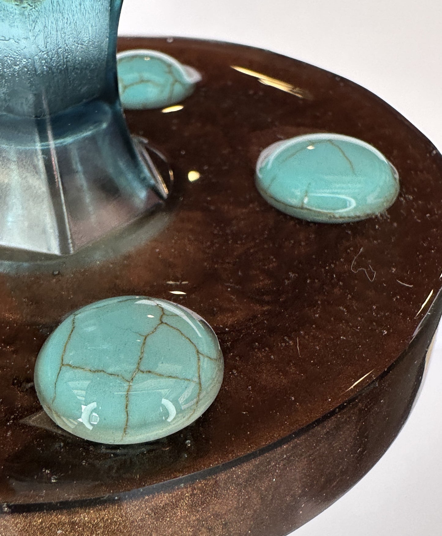 0026 Water glass blue with turquoise cabochon