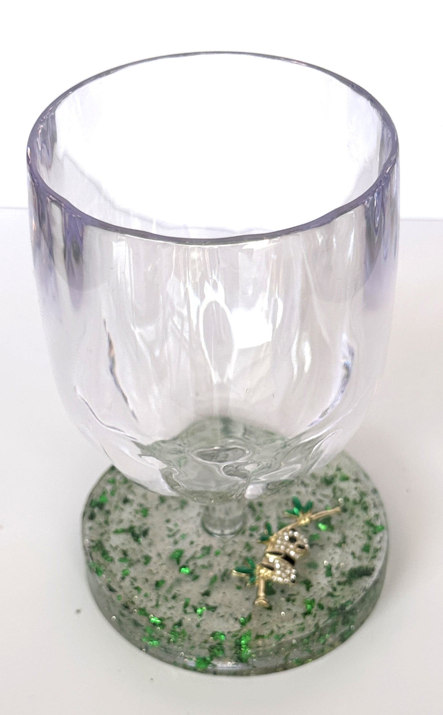 0030 Water glass bamboo panda in green