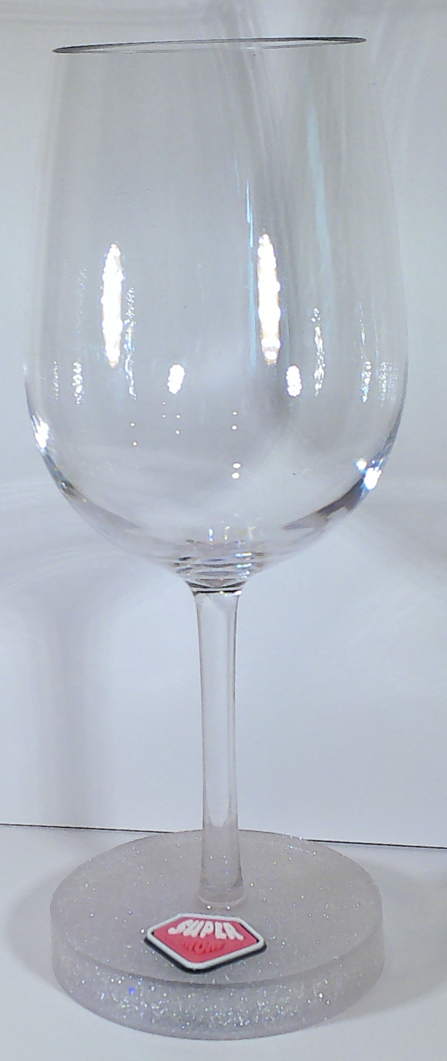 0088 Wine glass with "Super Woman" embellishment
